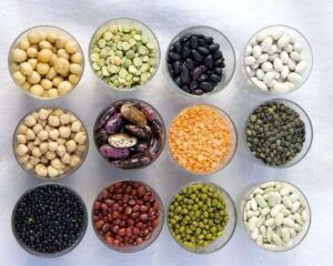 A variety of colorful heirloom seeds nestled in a glass bowl, representing the diversity and unique heritage of heirloom gardening.
